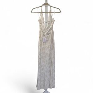 NWT Fortunate One White Textured Halter Maxi Dress Size Small